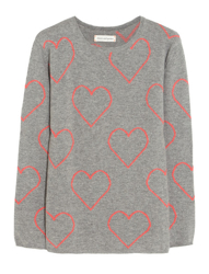 Grey and Red Heart Jumper