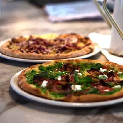 Trunktown Speck potato pizzas