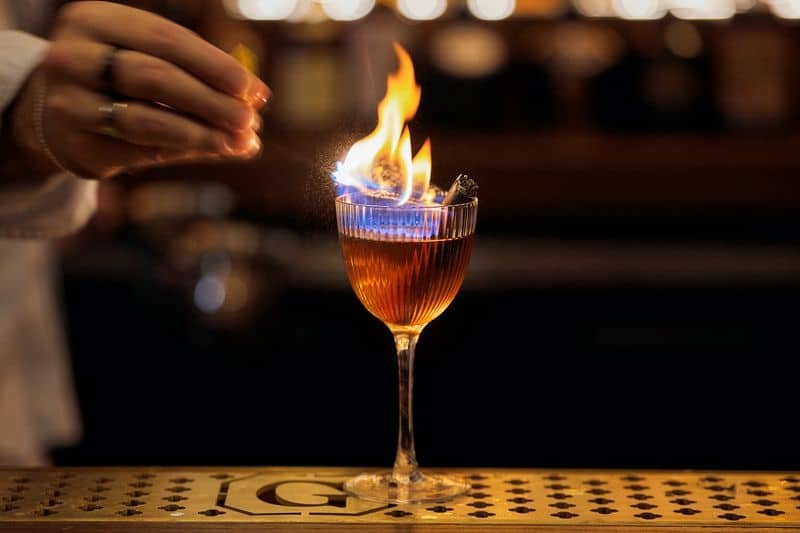 Hell's Bells flaming Irish whiskey cocktail at The Gopher Manly bar, Sydney